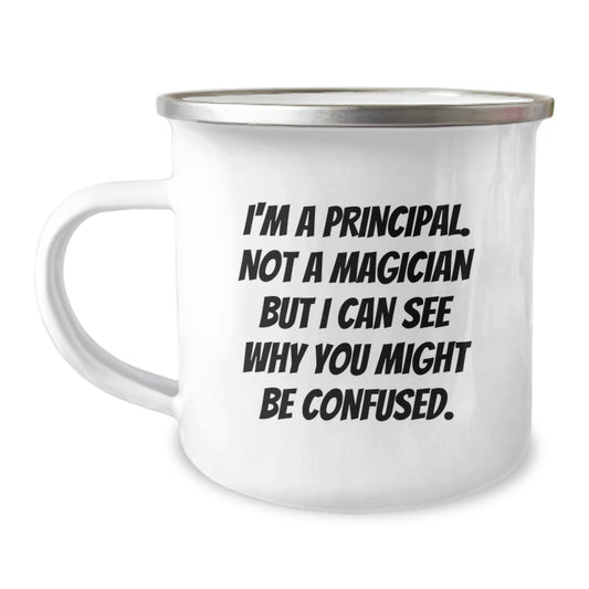 Principal Keepsake Camping Mug for Him Birthday Gift Stainless Enamel - Image 1