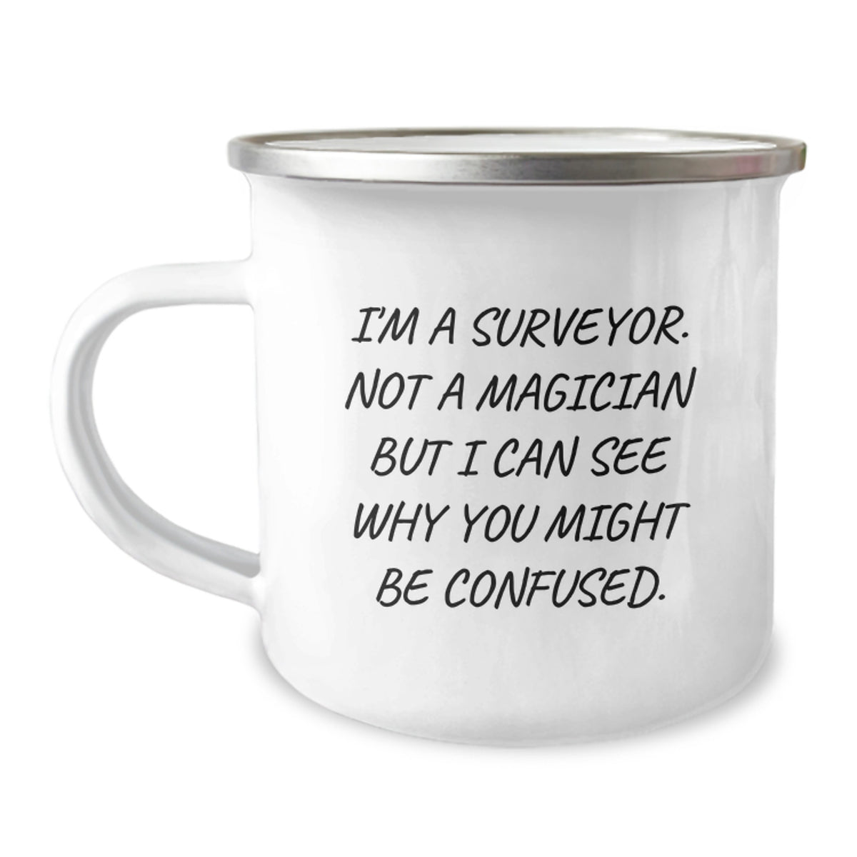 Christmas Gift for Her - Surveyor Camping Mug with Confused Quote - Image 1