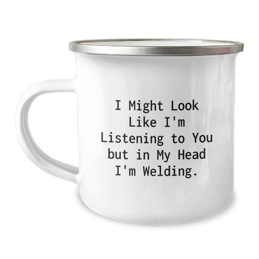 Welding Keepsake Camping Mug for Him Birthday Gift with Enamel Finish - Image 1