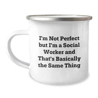 Load image into Gallery viewer, Funny Social Worker Gifts from Men, Valentine's Unique Social Worker Mugs with I'm Not Perfect But I'm A Social Worker And That's Basically The Same Thing, Perfect Camping Mug - Image 1
