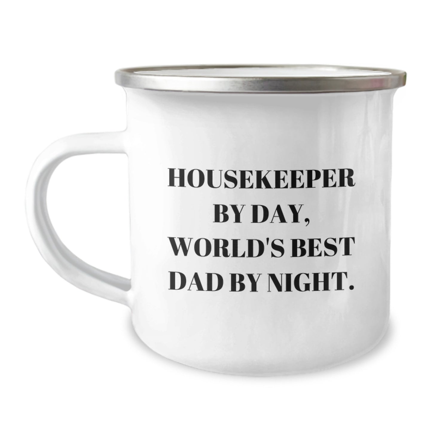 Birthday Gift Camping Mug – Housekeeper By Day, World's Best Dad By - Image 1
