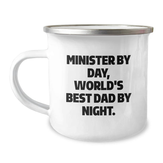 Funny Minister Gifts for Men - Minister By Day, World's Best Dad By Night Camping Mug - Birthday Unique Gifts from Family - Image 1