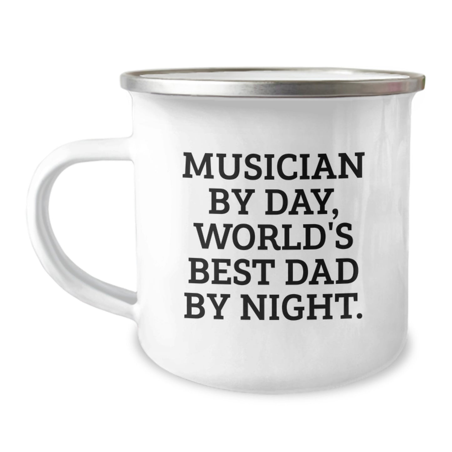 Funny Musician Gifts for Men, Camping Mug, 'Musician By Day, World's Best Dad By Night' Quote, Unique Christmas Unique Gifts from Dad to Musician Son - Image 1