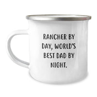 Load image into Gallery viewer, Rancher Gifts from Family - &#39;Rancher By Day, World&#39;s Best Dad By Night.&#39; Funny Birthday Camping Mug - Image 1
