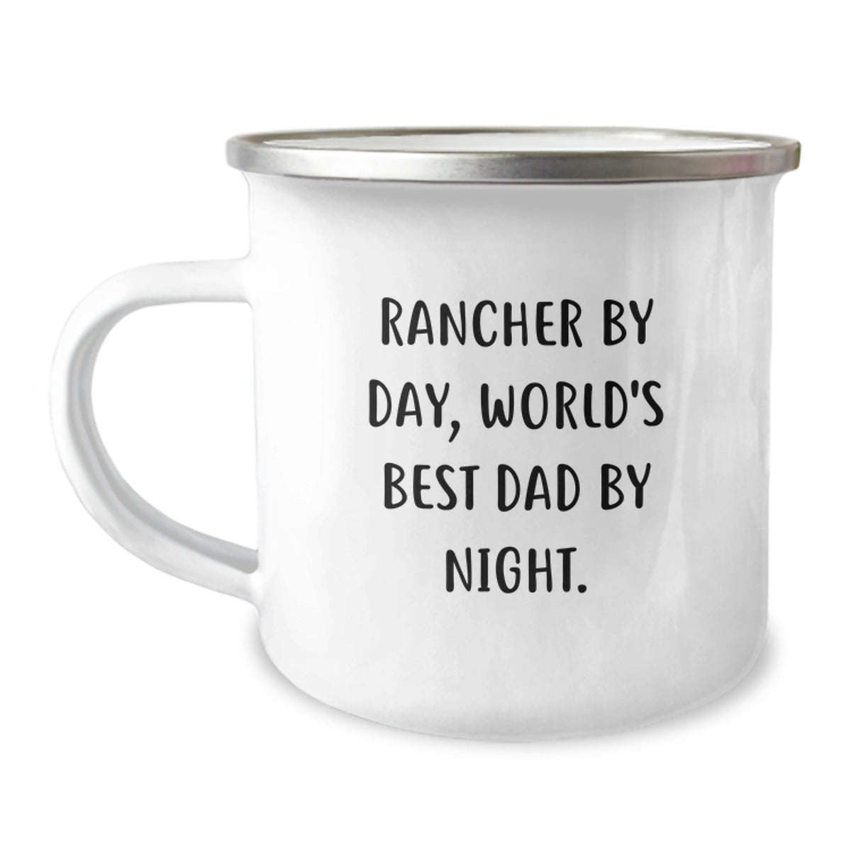 Rancher Gifts from Family - 'Rancher By Day, World's Best Dad By Night.' Funny Birthday Camping Mug - Image 1