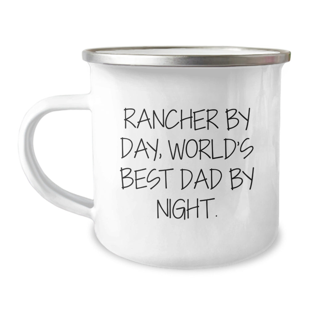 Rancher Gifts from Men, Funny Camping Mug for Rancher By Day, World's Best Dad By Night Birthday Unique Gifts - Image 1