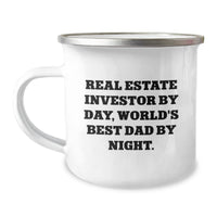 Load image into Gallery viewer, Real Estate Investor Camping Mug, Funny Graduation Gifts from Friends, Family or Coworkers to Men, Unique Mugs for Real Estate Investors, &#39;Real Estate Investor By Day, World&#39;s Best Dad By Night.&#39; - Image 1
