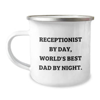 Load image into Gallery viewer, Funny Receptionist Gifts from Mom, Unique Camping Mugs for Receptionist By Day, World&#39;s Best Dad By Night, Graduation Unique Gifts - Image 1

