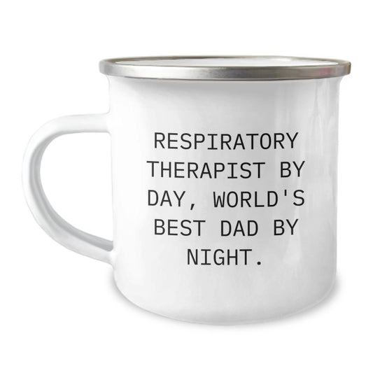 Funny Respiratory Therapist Gifts from Men to World's Best Dad By Night - Camping Mug for Birthday - Image 1
