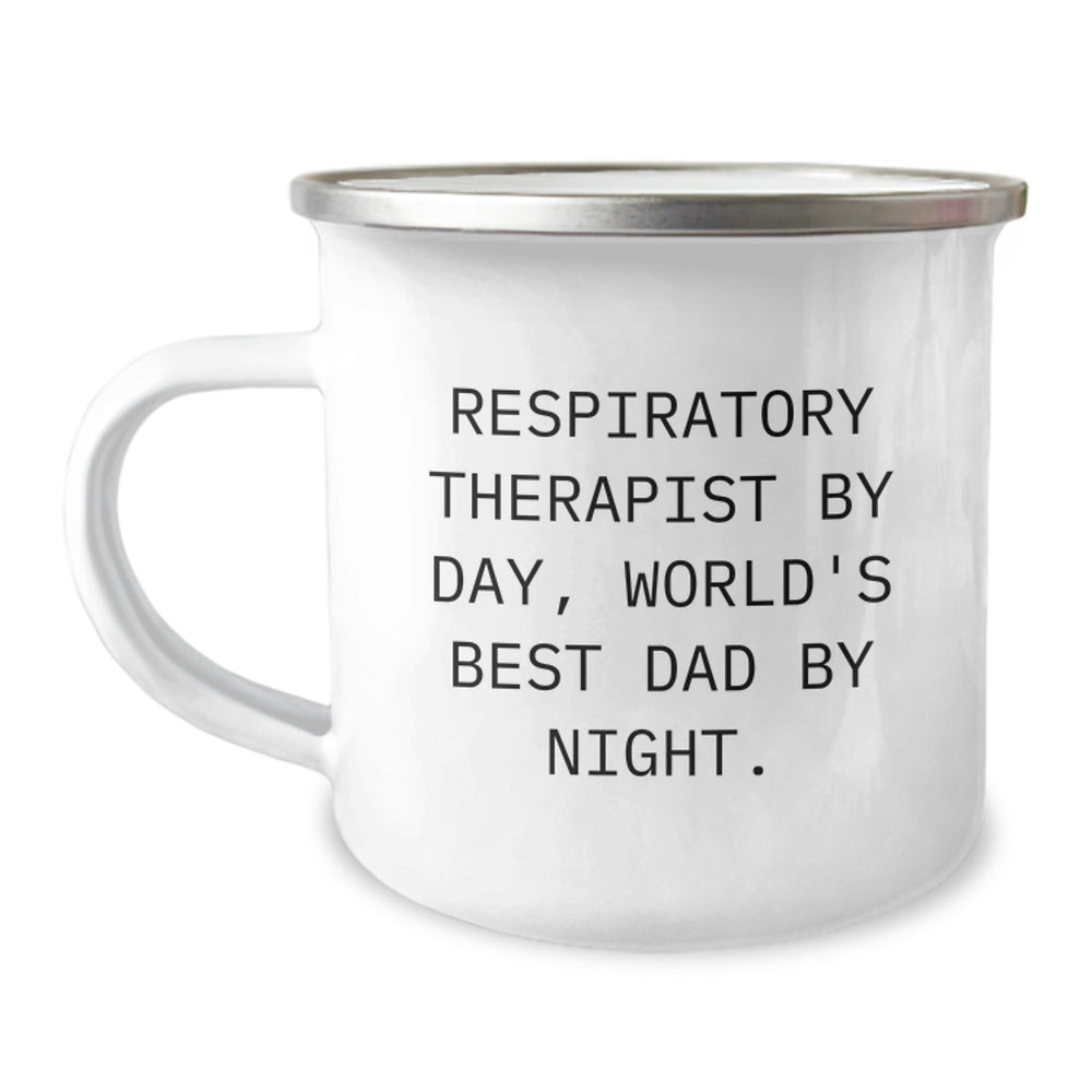 Funny Respiratory Therapist Gifts from Men to World's Best Dad By Night - Camping Mug for Birthday - Image 1