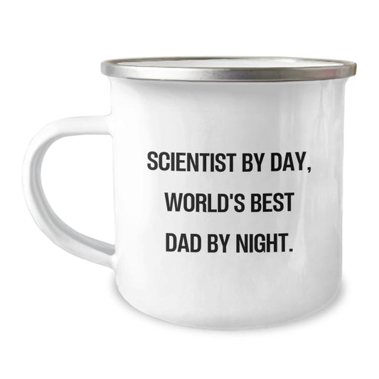 Funny Scientist Gifts, Camping Mug for Scientist By Day, World's Best Dad By Night. Gifts from Dad to Scientist, Perfect Graduation Unique Gifts - Image 1
