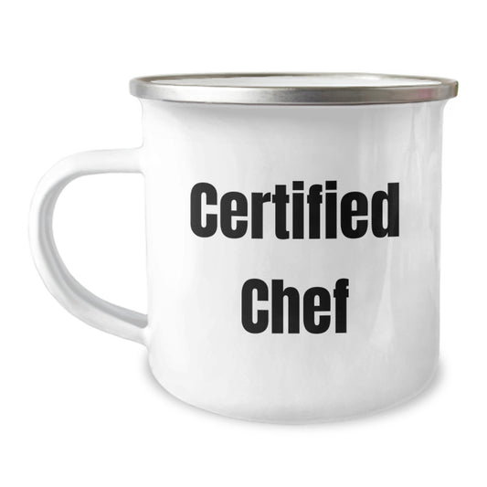 Funny Chef Gifts from Friends to Men Christmas Unique Presents with Camping Mug Quote - Certified Chef - Image 1