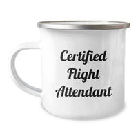 Load image into Gallery viewer, Flight Attendant Gifts from Friends - Funny Quote Certified Flight Attendant Graduation Camping Mug, 12 oz Stainless Steel with Enamel Finish - Image 1
