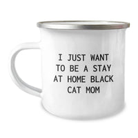 Load image into Gallery viewer, Funny Black Cat Mom Gifts from Friends to Black Cat Lovers on Graduation, I Just Want To Be A Stay At Home Black Cat Mom Camping Mug - Image 1
