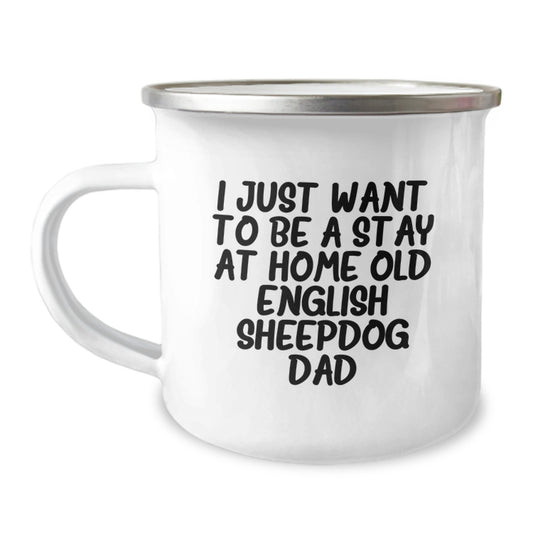 Old English Sheepdog Dad Funny Camping Mug Gifts from Family and Friends for Birthday Unique Occasion - Image 1
