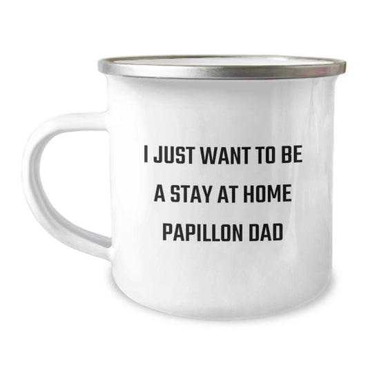 Funny Papillon Dog Gifts for Men Camping Mug from Dad on Birthday Unique - Image 1