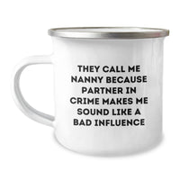 Load image into Gallery viewer, Gifts from Friends and Family for a Super Nanny - Funny Nanny Partner in Crime Camping Mug, Christmas Unique Gift for Women, Men, Coworkers, and Family - Image 1
