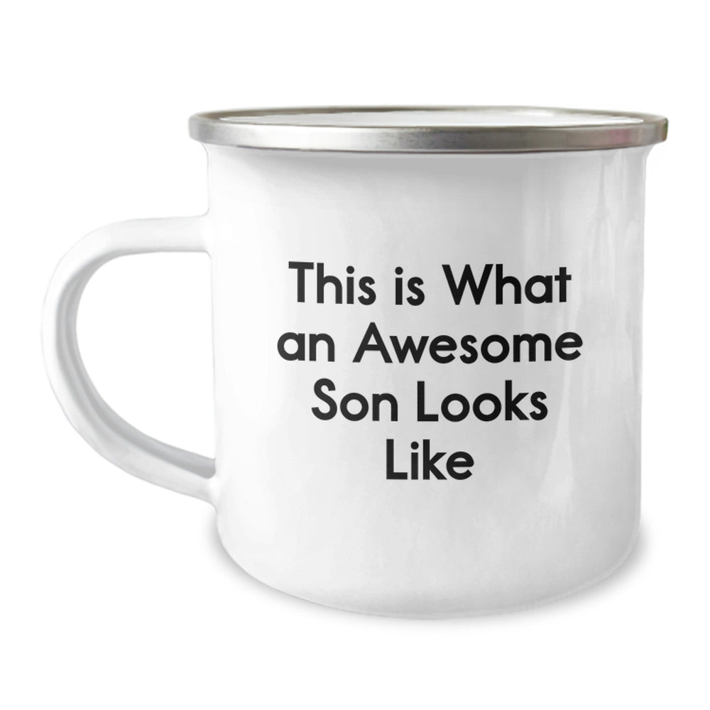 Funny Son Gifts, This Is What An Awesome Son Looks Like, Camping Mug for Men, Graduation Unique Gifts from Family to Son - Image 1