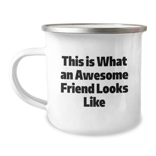 Funny Friend Gifts for Camping Adventures, This Is What An Awesome Friend Looks Like, 12 oz Stainless Steel Mug for Graduation, Gifts from Men to Friends - Image 1
