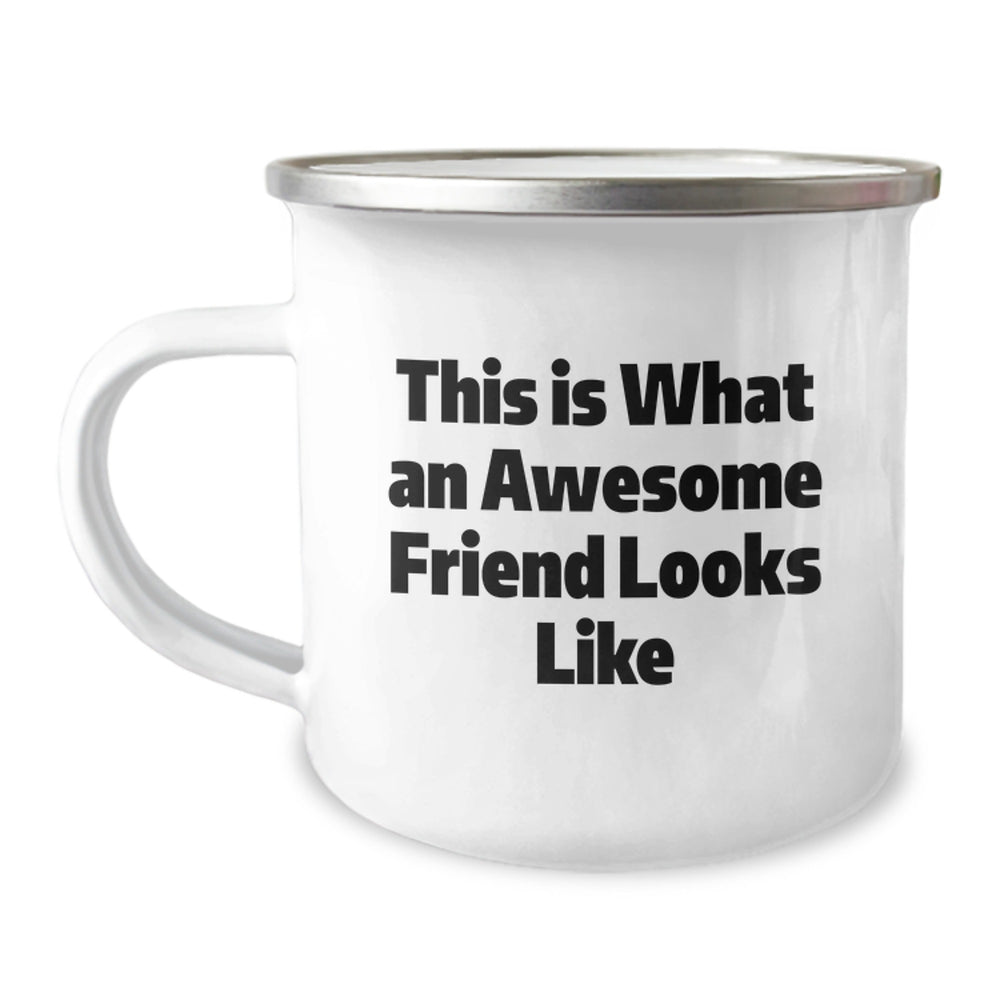 Funny Friend Gifts for Camping Adventures, This Is What An Awesome Friend Looks Like, 12 oz Stainless Steel Mug for Graduation, Gifts from Men to Friends - Image 1
