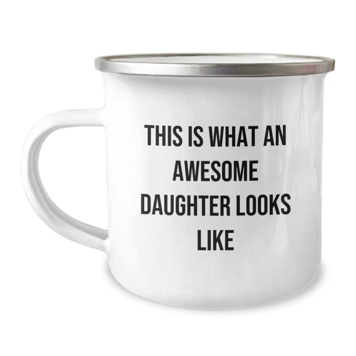 Funny Daughter Camping Mug Gifts from Mom, Daughter's Awesome Present for Graduation, 'This Is What An Awesome Daughter Looks Like' Quote, 12 oz Stainless Steel - Image 1