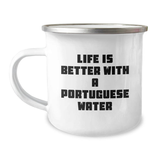 Portuguese Water Dog Lovers Gifts from Family - Funny Camping Mug for Graduation - Life Is Better With A Portuguese Water - 12 oz Stainless Steel - Image 1