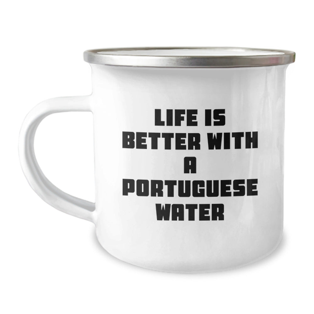 Portuguese Water Dog Lovers Gifts from Family - Funny Camping Mug for Graduation - Life Is Better With A Portuguese Water - 12 oz Stainless Steel - Image 1