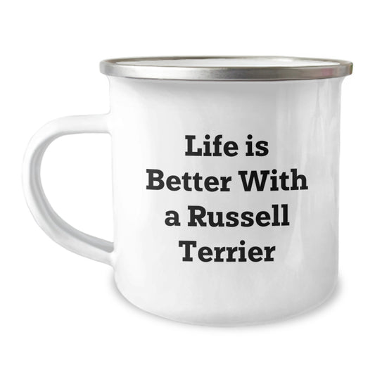 Russell Terrier Dog Lover's Camping Mug, Funny Quote Gift for Men from Friends, Unique Graduation Gifts for Family - Image 1