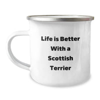Load image into Gallery viewer, Funny Scottish Terrier Dog Gifts for Men - &#39;Life Is Better With A Scottish Terrier&#39; Quote on Camping Mug, Gifts from Men to Friends, Unique Graduation Gifts - Image 1
