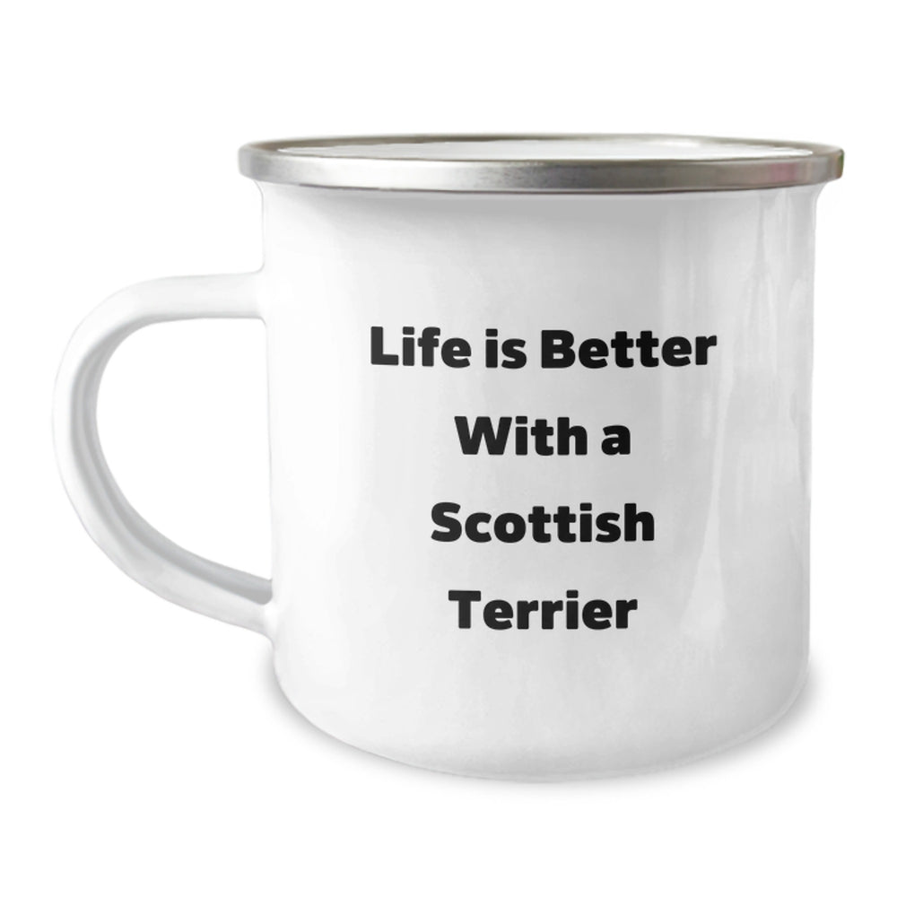 Funny Scottish Terrier Dog Gifts for Men - 'Life Is Better With A Scottish Terrier' Quote on Camping Mug, Gifts from Men to Friends, Unique Graduation Gifts - Image 1