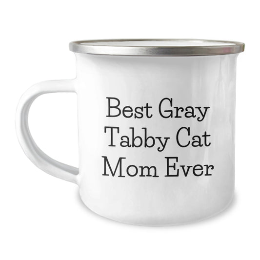 Funny Gray Tabby Cat Camping Mug Gifts from Family, Best Gray Tabby Cat Mom Ever Inspiration for Birthday Unique Gifts, Perfect for Friends, Coworkers, or Family Members - Image 1