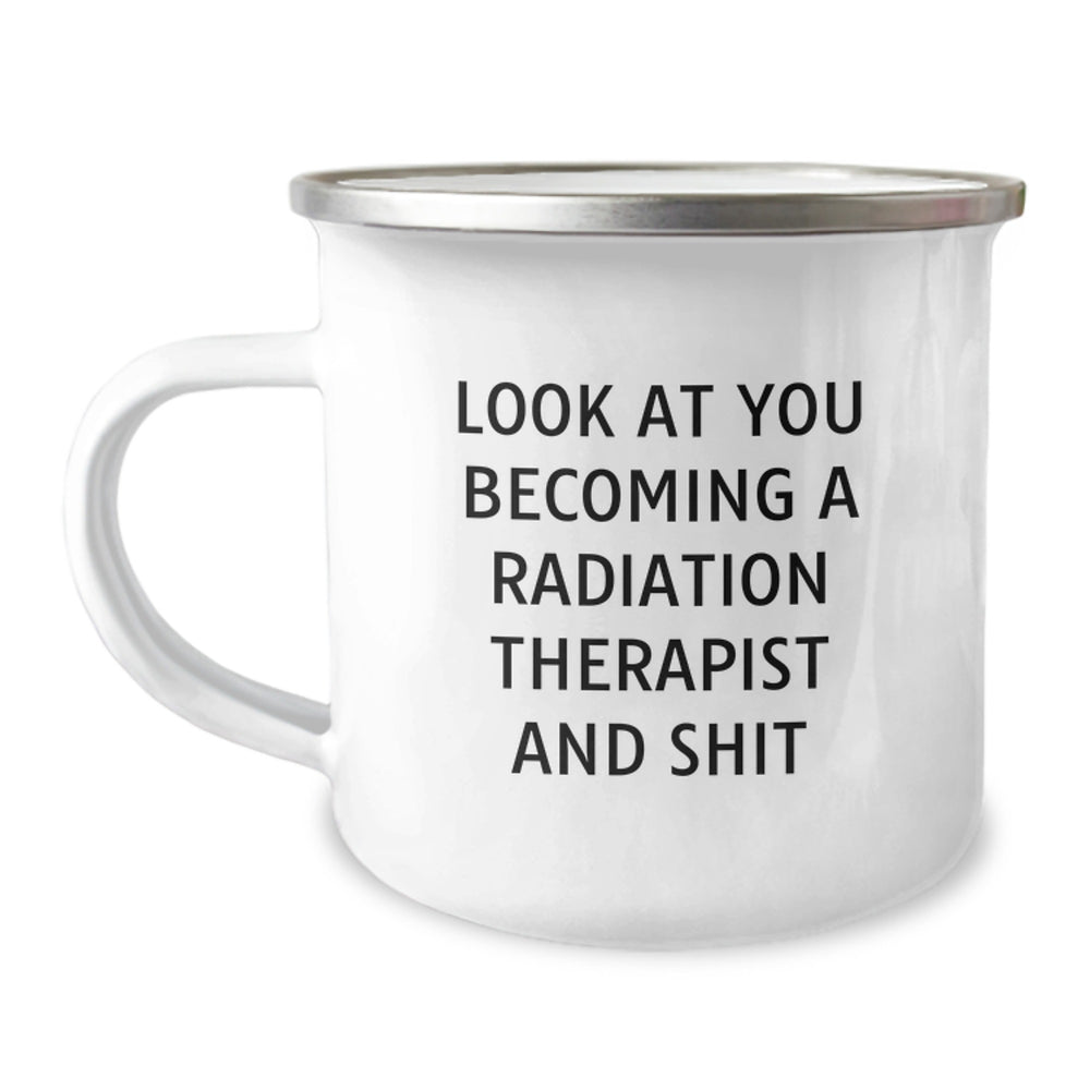 Radiation Therapist Gifts, Funny Quote Mug, Gifts from Friends & Family for Radiation Therapist Graduation, 12 oz Stainless Steel Camping Mug - Image 1