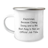 Load image into Gallery viewer, Electrician Gifts, Camping Mug, Funny Quote, Gifts from Friends for Electrician Graduation, Unique Graduation Gifts - Image 1
