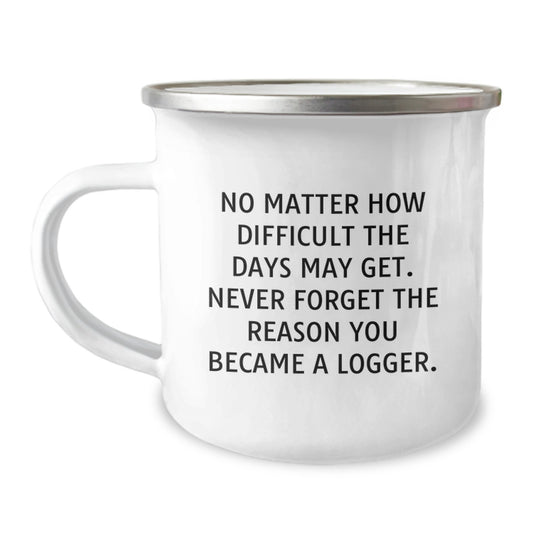 Logger Gifts from Friends - Inspirational Camping Mug, No Matter How Difficult The Days May Get. Never Forget The Reason You Became A Logger. (Gifts for Logger, Birthday Unique Gifts) - Image 1