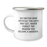 Load image into Gallery viewer, Warden Quotes Camping Mug, Funny Inspirational Gifts from Friends, Gifts for Warden Birthday, Never Forget Reason You Became Warden - Image 1

