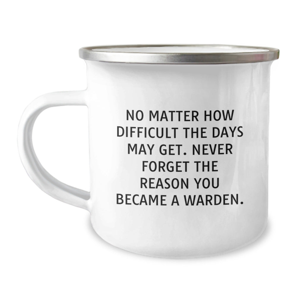 Warden Quotes Camping Mug, Funny Inspirational Gifts from Friends, Gifts for Warden Birthday, Never Forget Reason You Became Warden - Image 1