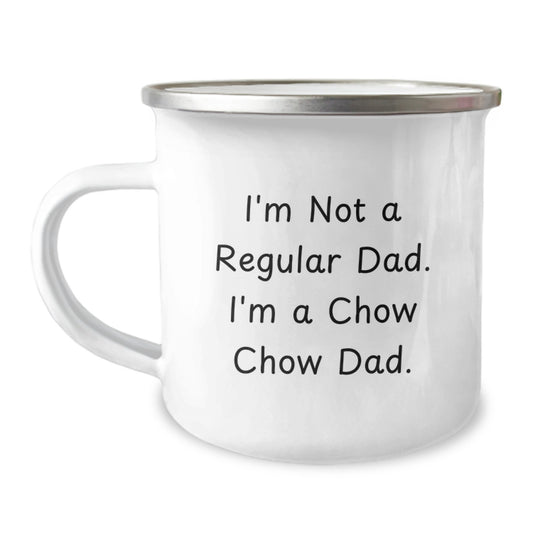 Funny Chow Chow Dog Gifts from Dad for Chow Chow Dog Lovers, Perfect Camping Mug for Graduation Unique Gifts, 12 oz Stainless Steel Enamel Finish - Image 1