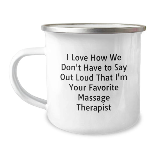 Funny Massage Therapist Gifts from Women, Camping Mug for Massage Therapist with Christmas Cheer - 'Love the Unspoken Favorite' Quote, Unique Christmas Unique Gifts - Image 1