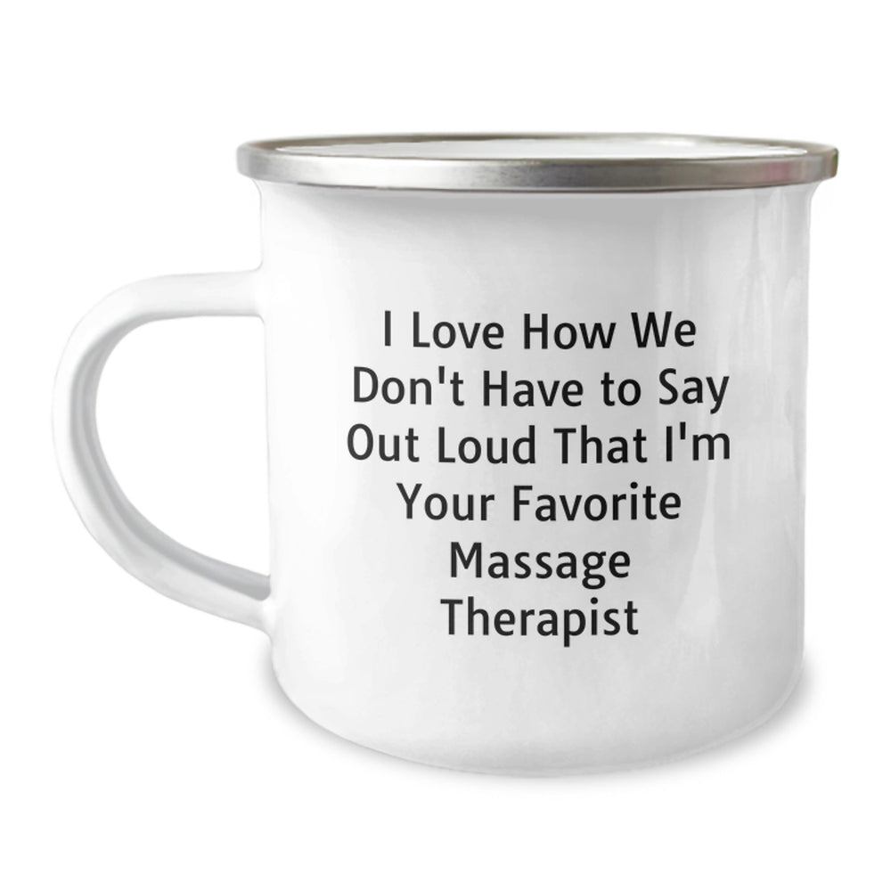 Funny Massage Therapist Gifts from Women, Camping Mug for Massage Therapist with Christmas Cheer - 'Love the Unspoken Favorite' Quote, Unique Christmas Unique Gifts - Image 1