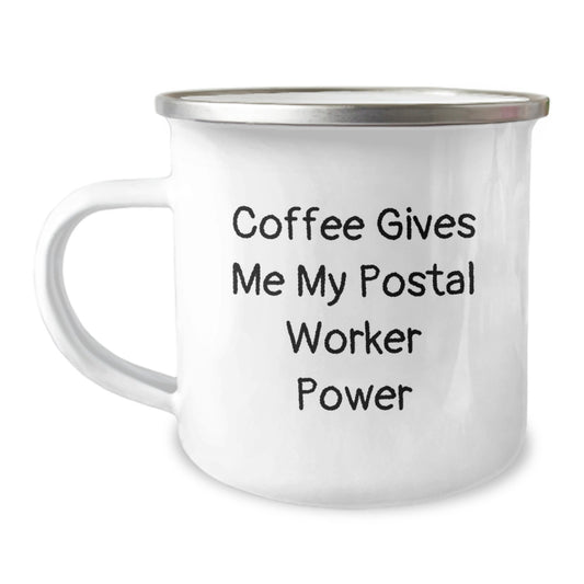 Funny Postal Worker Gifts for Men from Friends and Family - Coffee Gives Me My Power Camping Mug for Valentine's - Image 1