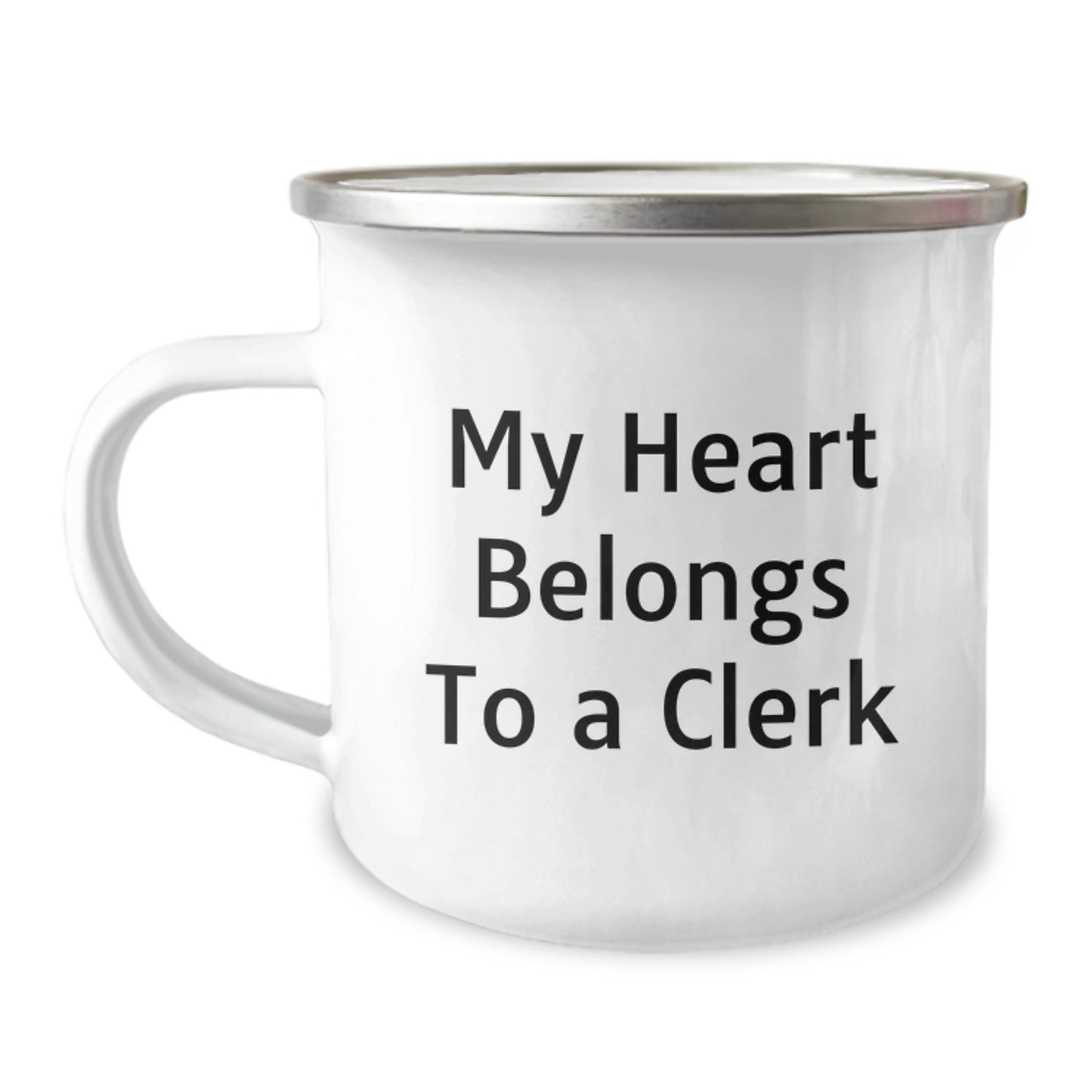 Funny Clerk Gifts from Friends - 'My Heart Belongs To A Clerk' Camping Mug for Graduation Unique Gifts - Image 1