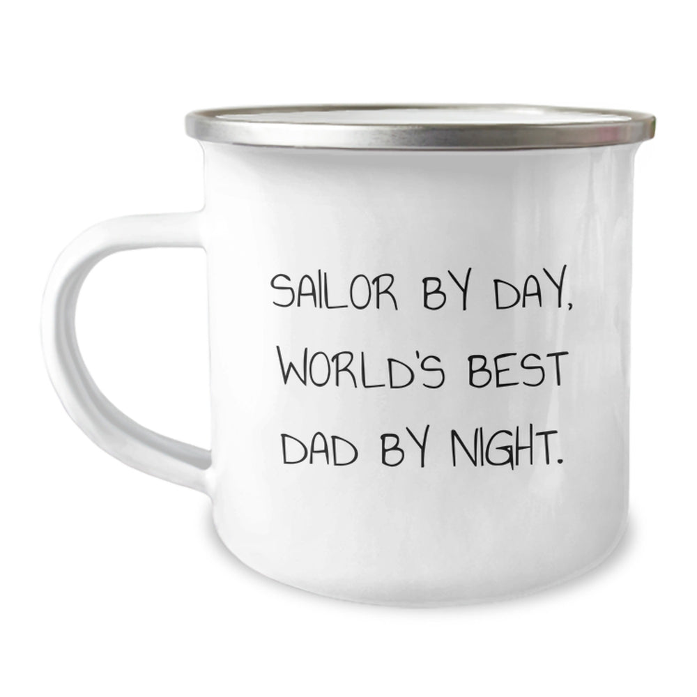 Sailor Gifts for Men by Day, World's Best Dad By Night. Funny Camping Mug for Graduation, Gifts from Family - Image 1