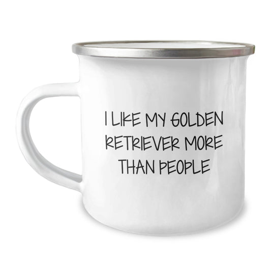 Funny Golden Retriever Dog Gifts from Friends for Birthday Unique Camping Mugs - I Like My Golden Retriever More Than People - Image 1