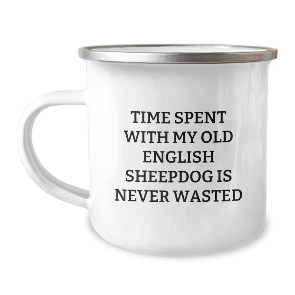 Funny Old English SheepDog Lover Gifts from Friends for Birthday - Camping Mug Time Spent with Old English SheepDog Is Never Wasted, Unique Gifts for Old English SheepDog Owners, Men, Women, Family - Image 1