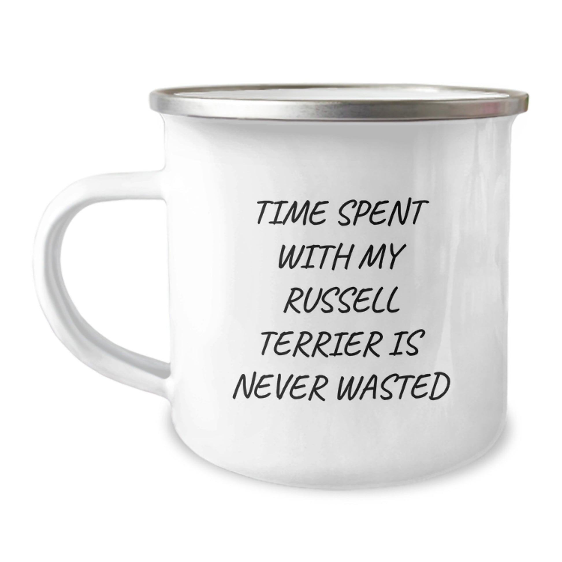 Funny Russell Terrier Dog Gifts, Camping Mug for Men, Gifts from Friends and Family, Quote: 'Time Spent With My Russell Terrier Is Never Wasted' Birthday Unique Gifts for Russell Terrier Dog Lovers - Image 1
