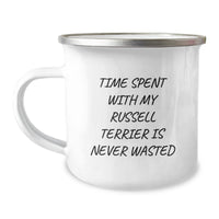 Load image into Gallery viewer, Funny Russell Terrier Dog Gifts, Camping Mug for Men, Gifts from Friends and Family, Quote: &#39;Time Spent With My Russell Terrier Is Never Wasted&#39; Birthday Unique Gifts for Russell Terrier Dog Lovers - Image 1
