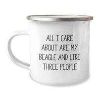 Load image into Gallery viewer, Beagle Dog Lovers&#39; Birthday Unique Gift, Camping Mugs for Friends and Family, Funny Quote, 12 oz Stainless Steel with Enamel Finish, Gifts from Men, Women, Coworkers, Family - Image 1
