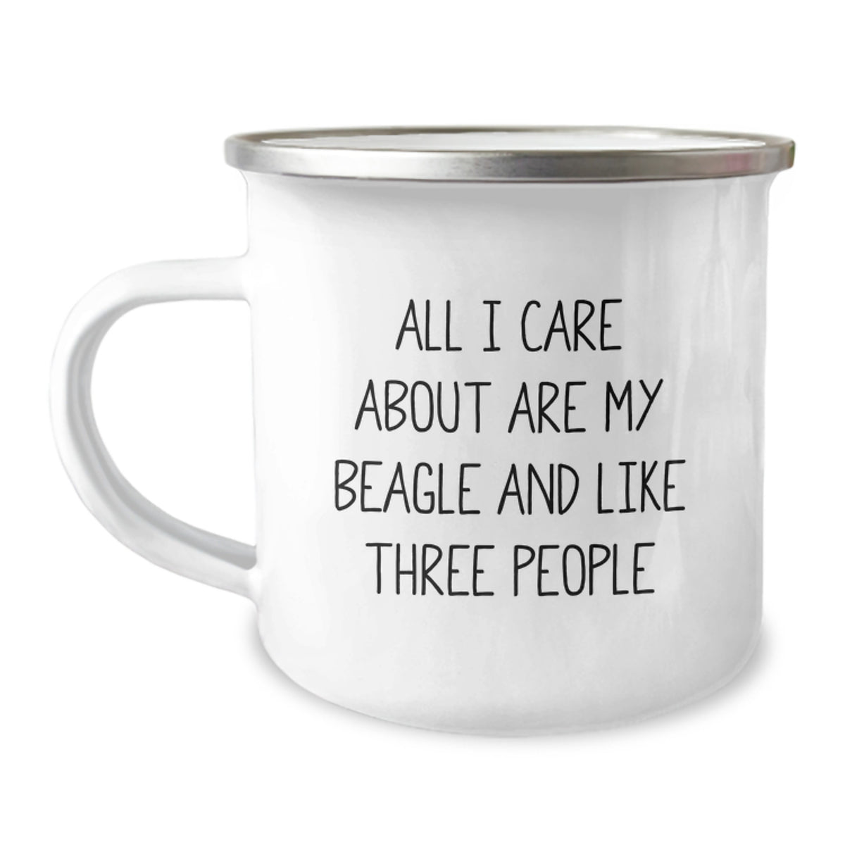 Beagle Dog Lovers' Birthday Unique Gift, Camping Mugs for Friends and Family, Funny Quote, 12 oz Stainless Steel with Enamel Finish, Gifts from Men, Women, Coworkers, Family - Image 1