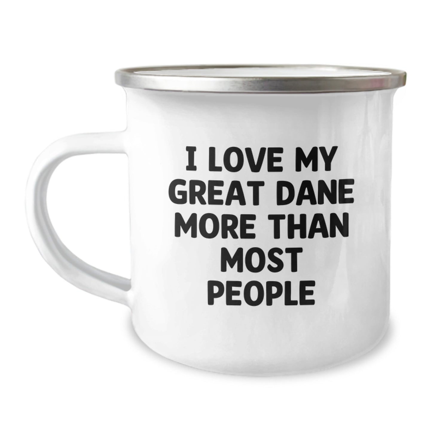 Funny Great Dane Dog Gifts for Men Birthday Unique Camping Mugs from Friends and Family with 'I Love My Great Dane More Than Most People' - Image 1