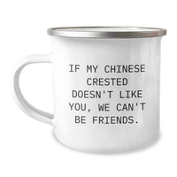 Load image into Gallery viewer, Funny Chinese Crested Dog Mom Gifts from Men to Friends on Birthday - If My Chinese Crested Doesn&#39;t Like You, We Can&#39;t Be Friends. 12 oz Camping Mug - Image 1
